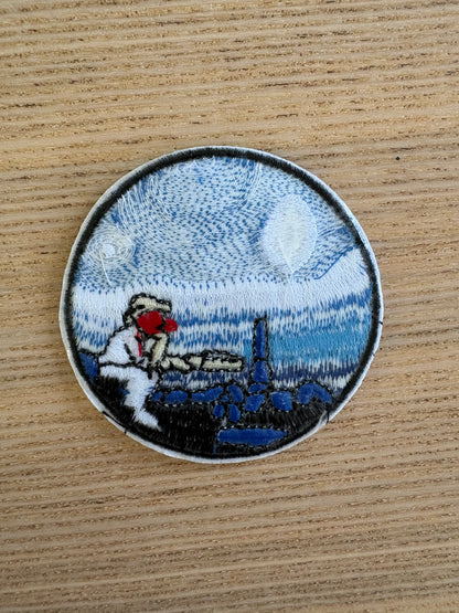 écusson brodé rond  "Nuit étoilée Van Gogh"