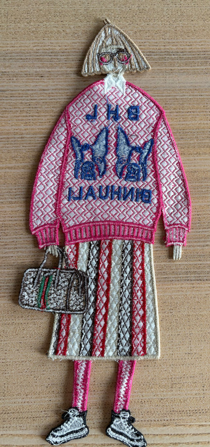 Grand patch "la dame au pull rose"