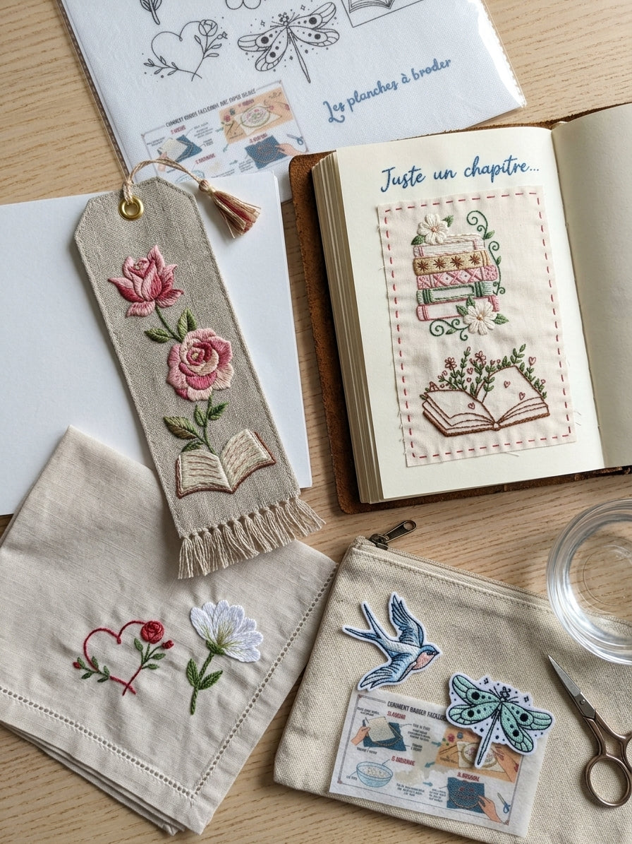 Planche à broder "les livres"