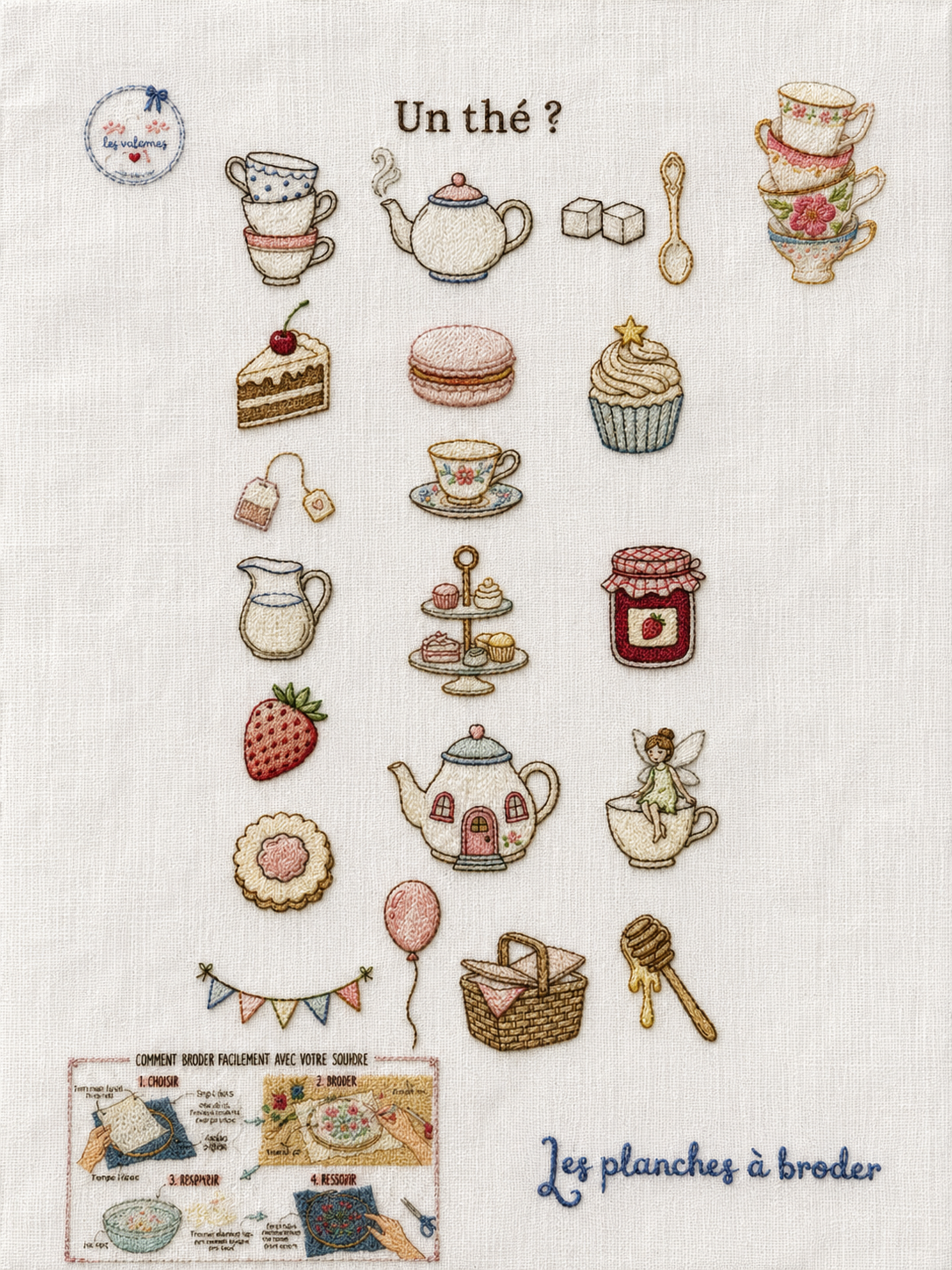 planche à broder "Tea time"